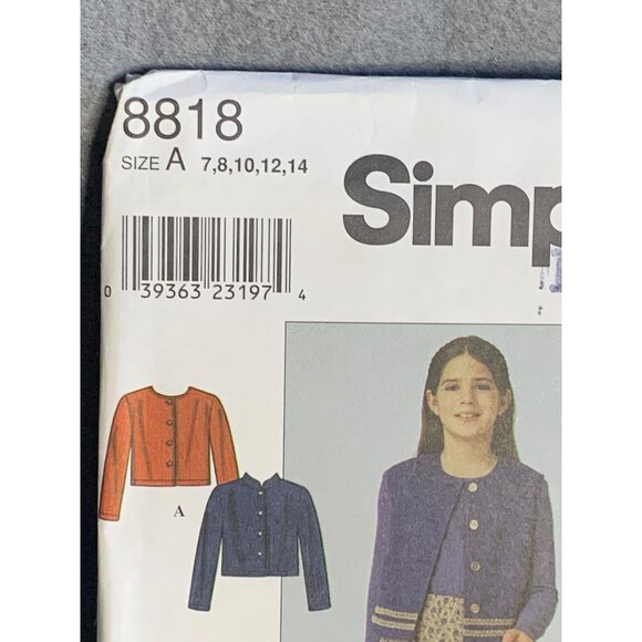 Simplicity Girls Jacket Vest Skirt Pants Sewing Pattern Sz 7-14 8818 - Uncut - Picture 2 of 4